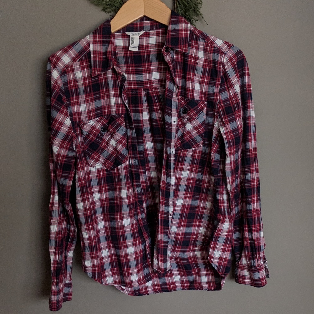 ‼️ Forever 21 Plaid Button down SZ M